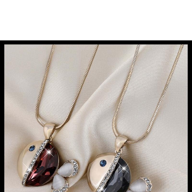 Яркий хрустальный кулон в форме рыбы, длинное ожерелье для женщин, простые ювелирные изделия для девочек