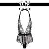 Sexy Upper Half Crotch Open Lace Chest Butt Back Erotic Uniform Clothes for Black Sexy Lingerie [PEREFEVU] Women's Bodysuit, Body, Open, Back,