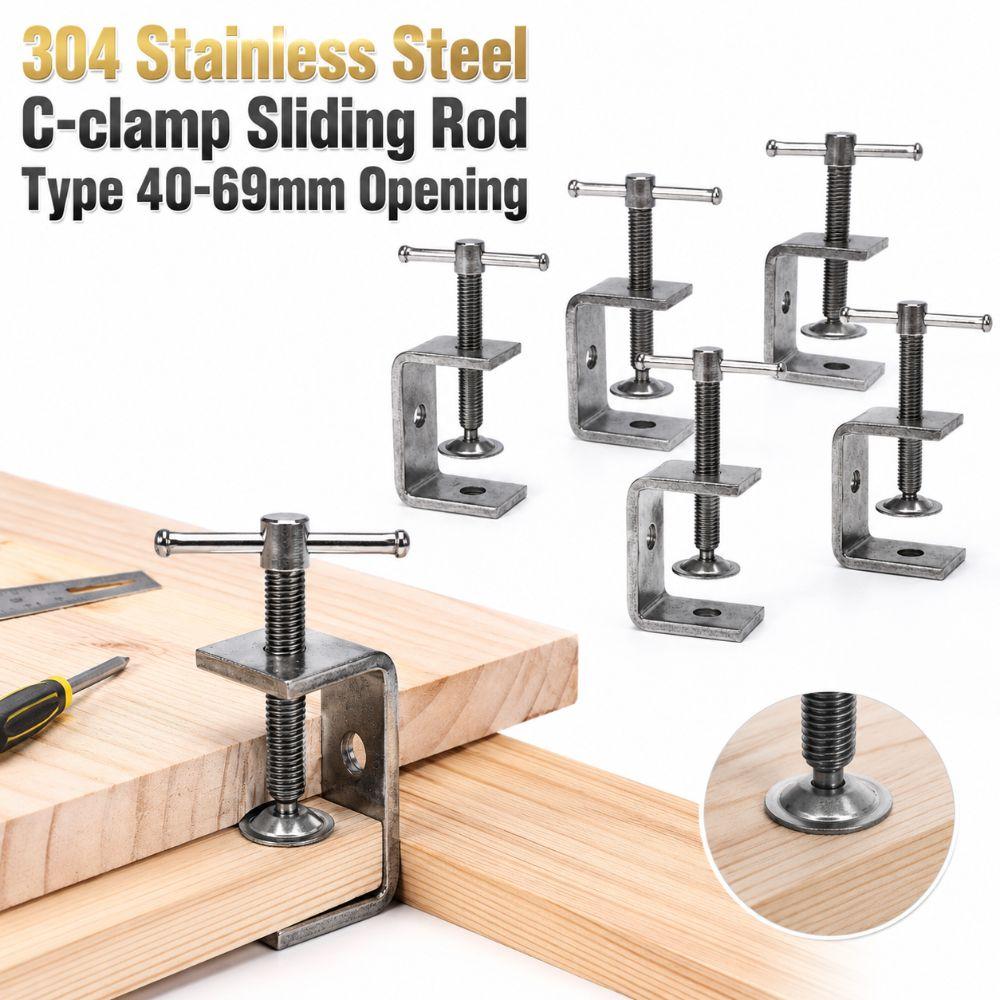 Sliding RodType Square Clamp 304 Stainless Steel Fixed Holder Clip C-clamp Hardware Fasteners