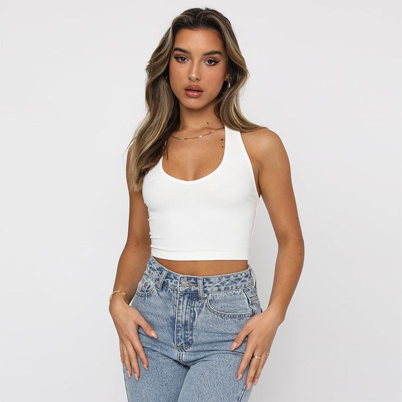 Женские топы на бретелях, повседневный спортивный жилет без рукавов, хлопковые мягкие летние женские укороченные топы с лямкой на спине, облегающие топы на бретельках без рукавов