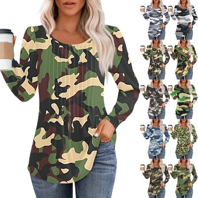 Рубашки с длинным рукавом для женщин, топы, нарядные повседневные блузки, плиссированные топы-туники с круглым вырезом