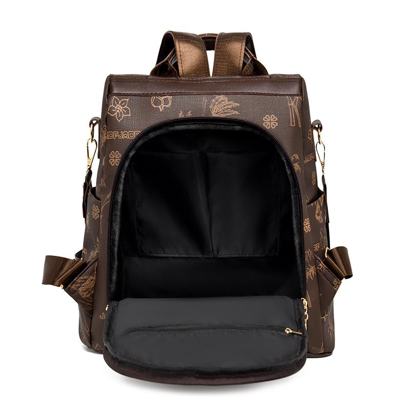 Рюкзак с принтом, женская сумка большой вместимости с защитой от краж, мягкий кожаный рюкзак для поездок на работу