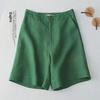 Women's High-Waist Linen-Cotton Wide-Leg Shorts - Mid-Length, Summer Casual Five-Point Pants