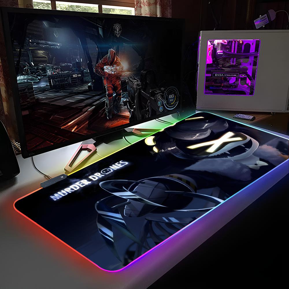 Игровой коврик для мыши M-Murder Drones Коврик для мыши с RGB-подсветкой Коврик для мыши для ноутбука Коврик для мыши для геймера на ноутбуке Игровые аксессуары для компьютерного стола