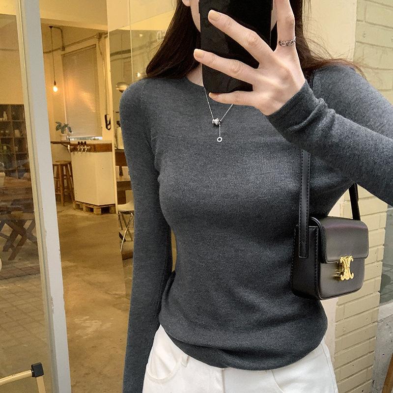 Women's Round Neck Knit Sweater, Spring and Autumn 2026 New Style, Regular Shoulder Pullover with Long Sleeve T-Shirt