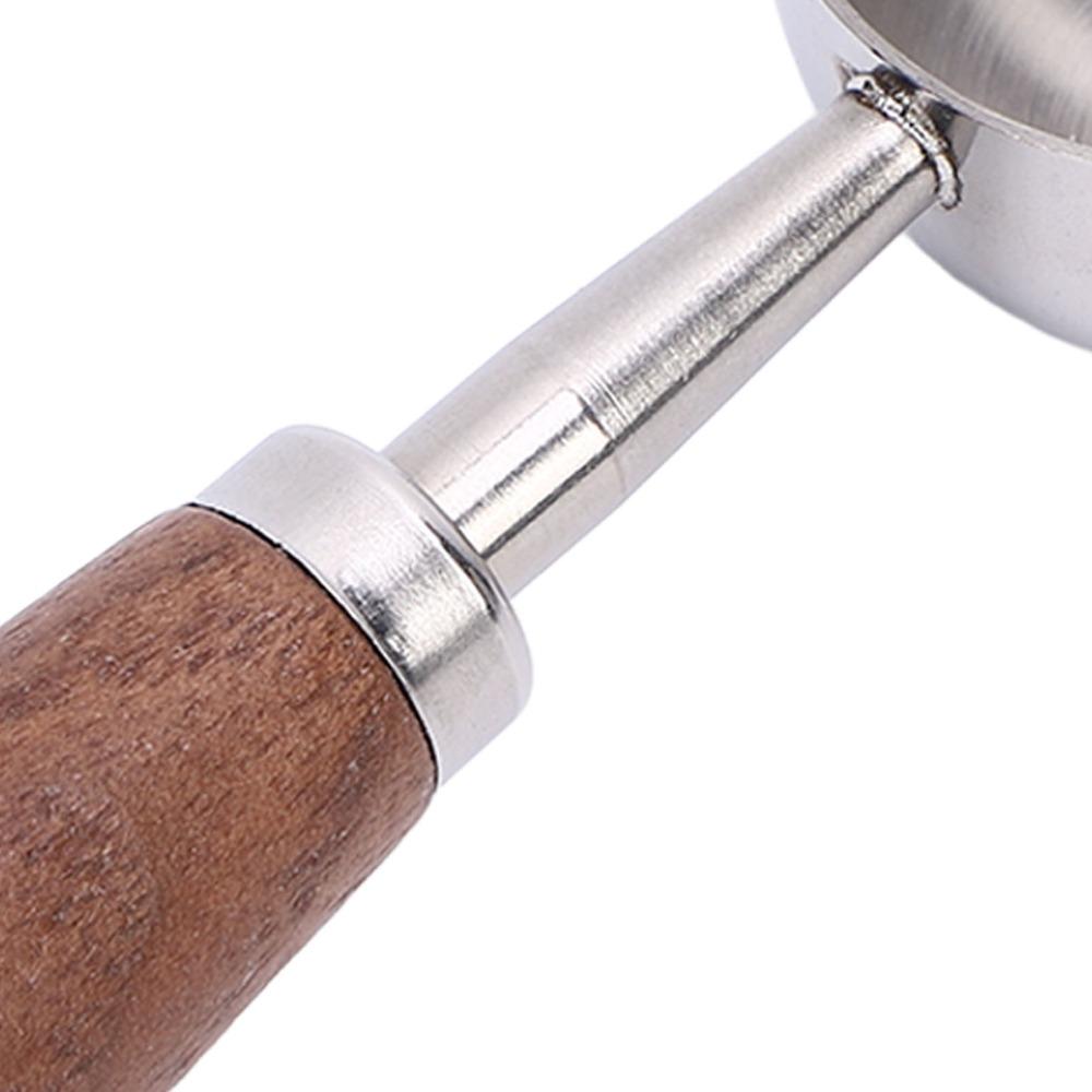 Short Wooden Handle Bean Tea Scoop 304 Stainless Steel Kitchen Utensil Spoon For Ground Coffee