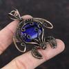 Подвеска с граненым синим сапфиром, подвеска из медной проволоки, ювелирное изделие ручной работы, подвеска из драгоценного камня, изумительная медная бижутерия, подвеска в виде черепахи для подарка