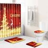 Christmas Bathroom Shower Curtain Toilet Floor Mat Four-Piece Bathroom Non-Slip Door Mat Kitchen Bedroom Absorbent Carpet