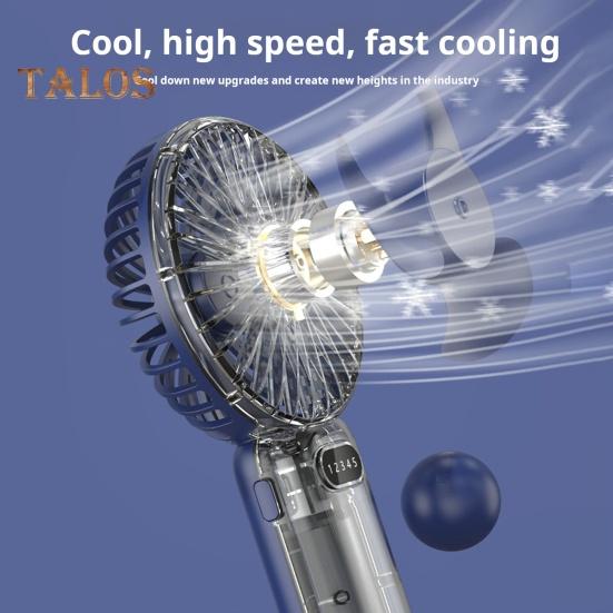 Мини-ручной вентилятор Охлаждающее устройство Цифровой дисплей Мощный воздушный поток Малошумный персональный вентилятор с аккумулятором от USB