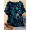 XL-7XL Plus Size Women's Casual 3D Print Loose Round Neck Short Sleeved T-shirt Top