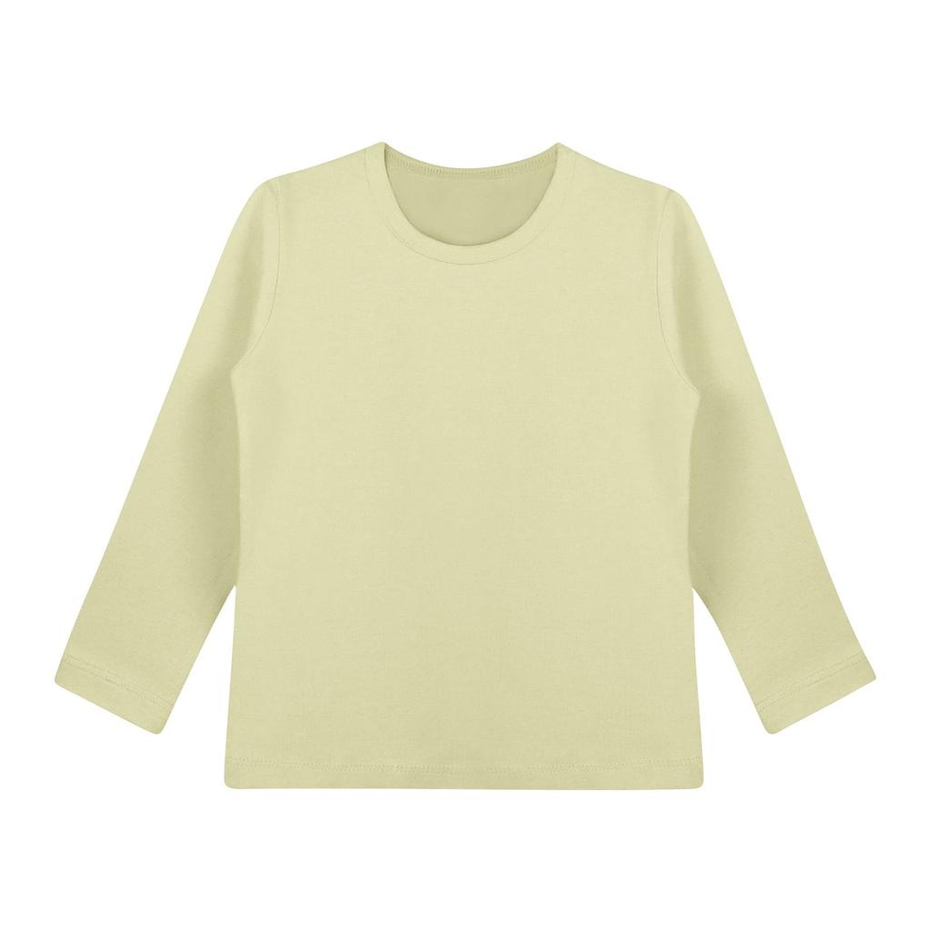Детский топ с длинными рукавами и круглым вырезом, однотонный, повседневный