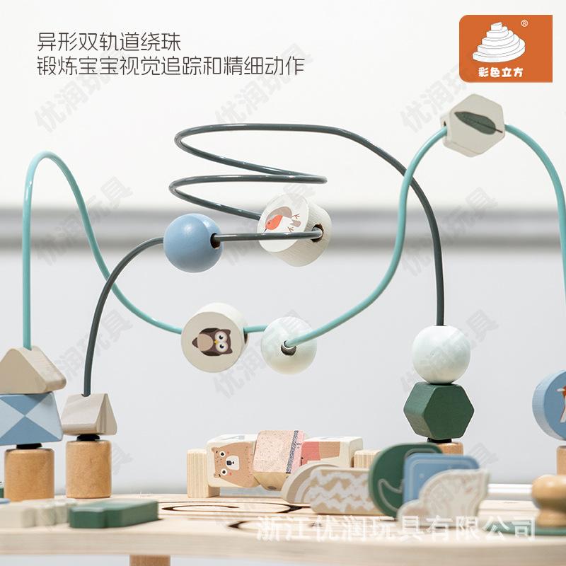 Деревянные детские бусины, развивающая платформа, развивающие игрушки для раннего образования, многофункциональные разборные и монтируемые деревянные игрушки Монтессори