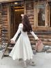 Элегантное белое вязаное платье с одним плечом для женщин - Коллекция Осень-Зима 2025, Стильное длинное платье-свитер в стиле принцессы