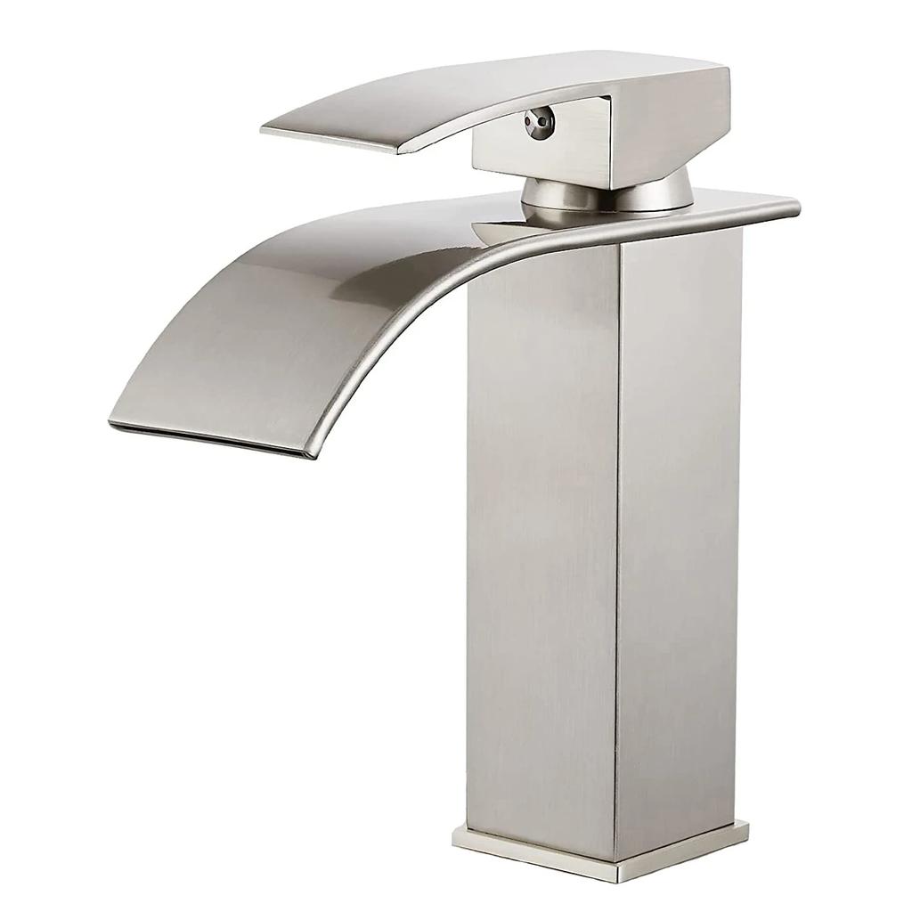 Gold Basin Faucet Deck Mounted Single Lever Bathroom Crane Waterfall Brass Bathroom Tap Hot Cold Water Mixer Taps 503