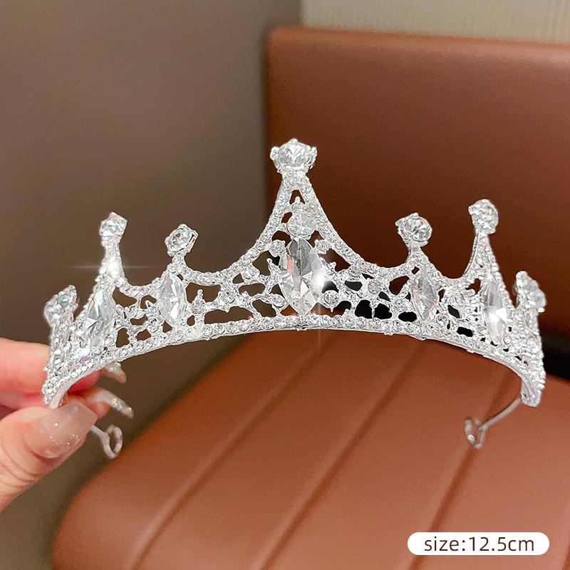DIEZI Женская Серебристая Корона Головной Убор Корейская Хрустальная Диадема Модная Корона со Стразами для Дня Рождения Аксессуары для Волос