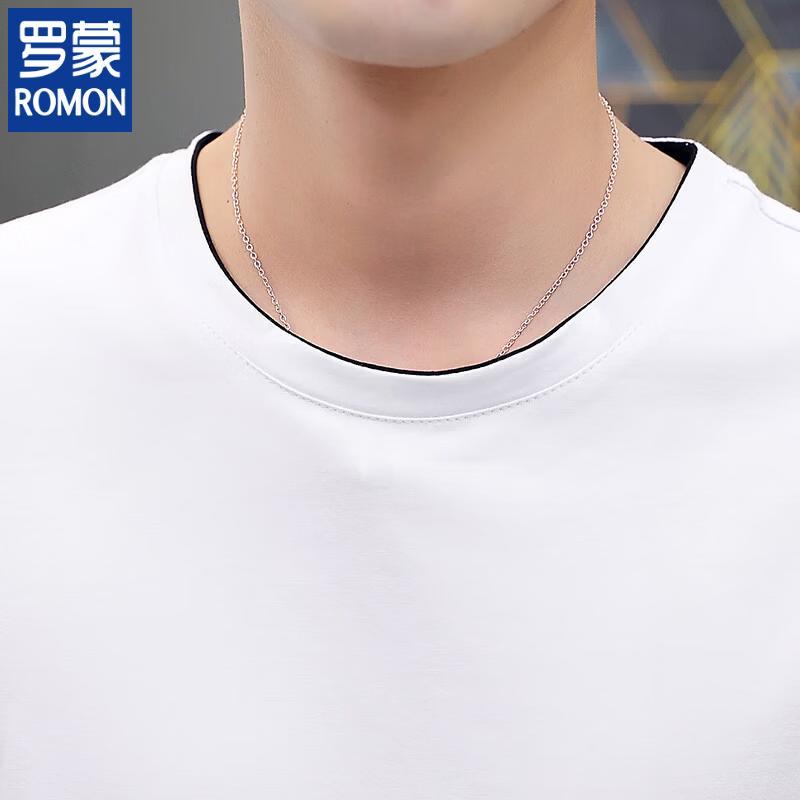 ROMON Men's Solid Round Neck Short Sleeve T-Shirt