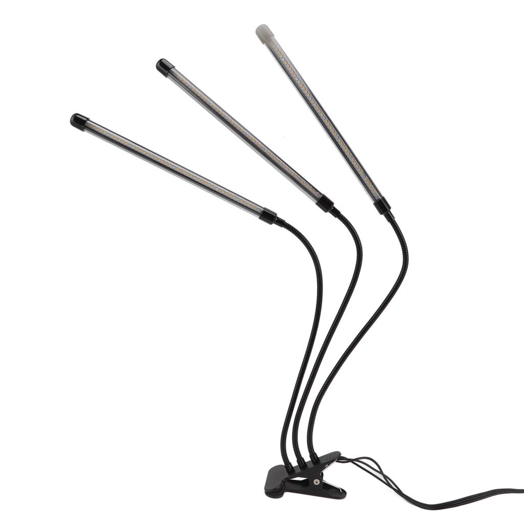 3-головочный светильник для растений с зажимом, полный спектр, красный, белый, теплый свет, 10 уровней регулировки яркости, USB-светодиод для выращивания растений