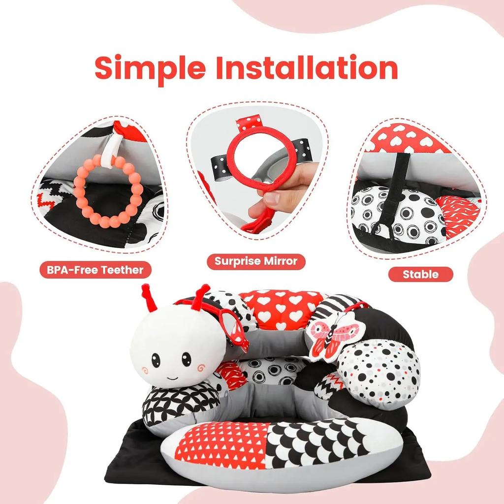 Детская подушка Игрушка для выкладывания на животик Подушка для лежания Высококонтрастная детская сенсорная игрушка Двусторонняя подушка Тренировочные подарки День рождения Коврики для подъема головы