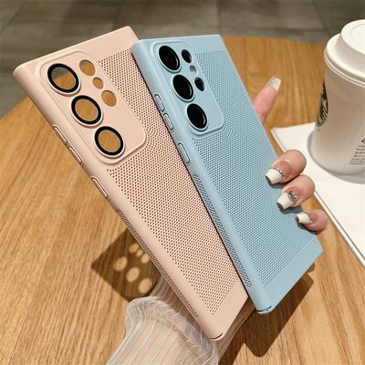 Дышащий охлаждающий чехол с рассеиванием тепла для Samsung Galaxy S22 S23 Ultra S21 FE Note 20 10 Plus A73 A53 A33 A04S A13 Жесткий чехол