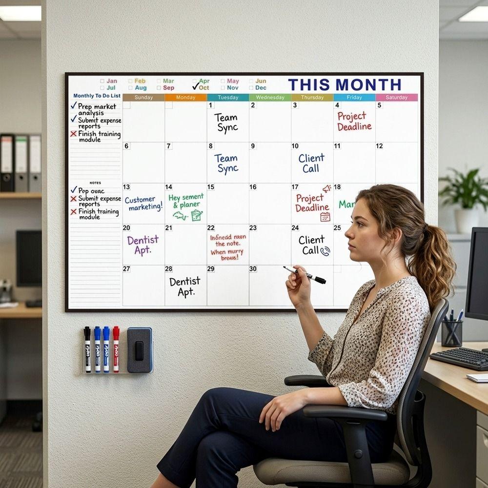 Reusable Monthly Planner Board Waterproof Whiteboard Calendar Dry Erase Calendar Planner School