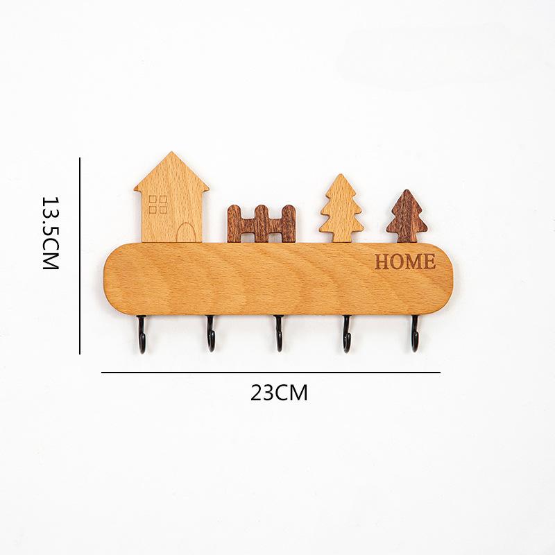 Неперфорированный крючок для ключей, настенный, из бука, украшение для входа, стойка для хранения ключей, настенные вешалки для входа, вешалка для ключей
