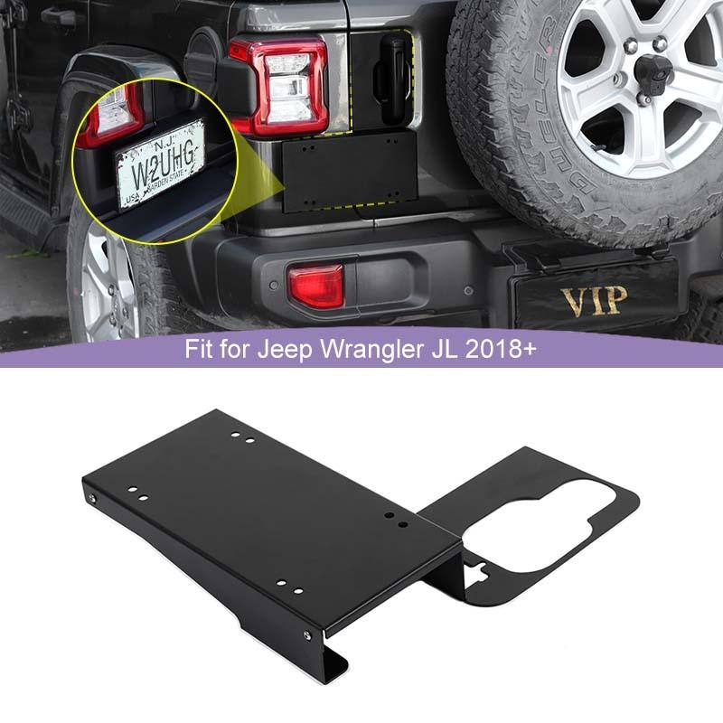 Car Rear Tailgate Handle License Plate Holder Bracket Aluminium Alloy Mounting Fit For Jeep Wrangler JL 2018 Up Exterior Accessories