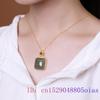Green Jade Pendant Chinese Gemstone Fashion Women Chalcedony Natural Necklace Gifts Amulet Zircon 925 Silver Crystal Jewelry