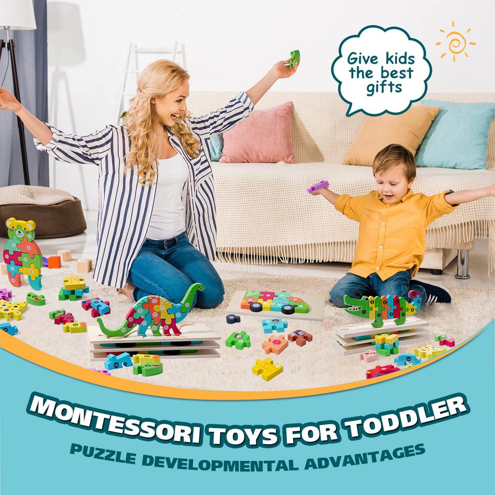 Высококачественные 3D деревянные пазлы, обучающие мультяшные животные, раннее обучение, познание, интеллект, игра-головоломка для детей, игрушки