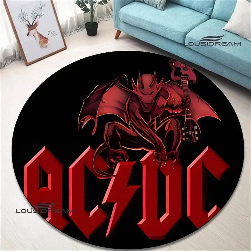 Rock band AC/DC retro printed round carpet bedroom beautiful carpet non -slip door pad floor mats area rug birthday gift