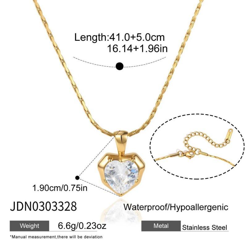 Stainless Steel Pendant Necklace Women Geometric Single Zircon Minimalist Luxury Titanium Chain 41-50cm
