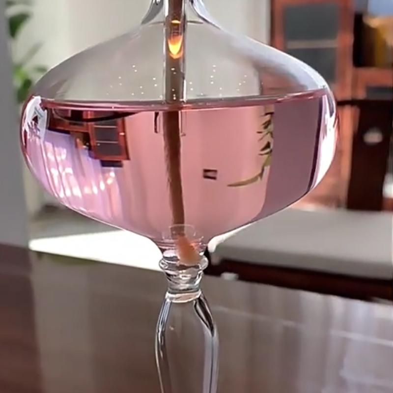 Transparent Candle Holders High Foot Glass Oil Lamp Handmade Long Oil Lamp