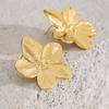 Eetit Tarnish Free Vintage Gold Color Stainless Steel Flower Metal Stud Earrings for Women Individual Stylish Trendy Jewelry