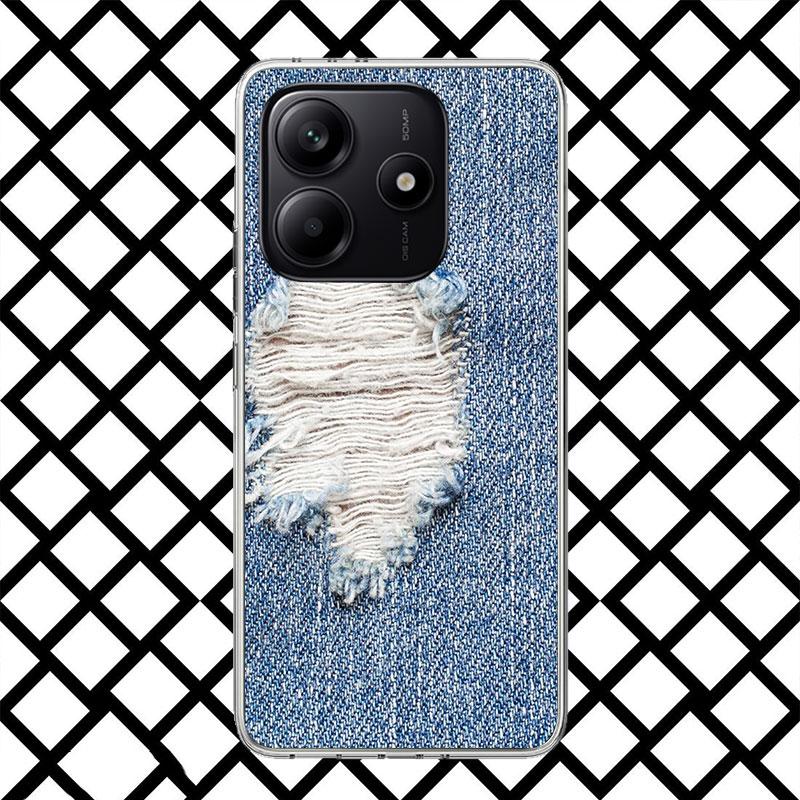 Ретро Джинсовый Чехол с Вышивкой для Xiaomi Redmi Note 15 14 14S 13 12 12S 11 Pro Plus 11E 11T 11S 10S 5G Мягкий Чехол Fundas Re