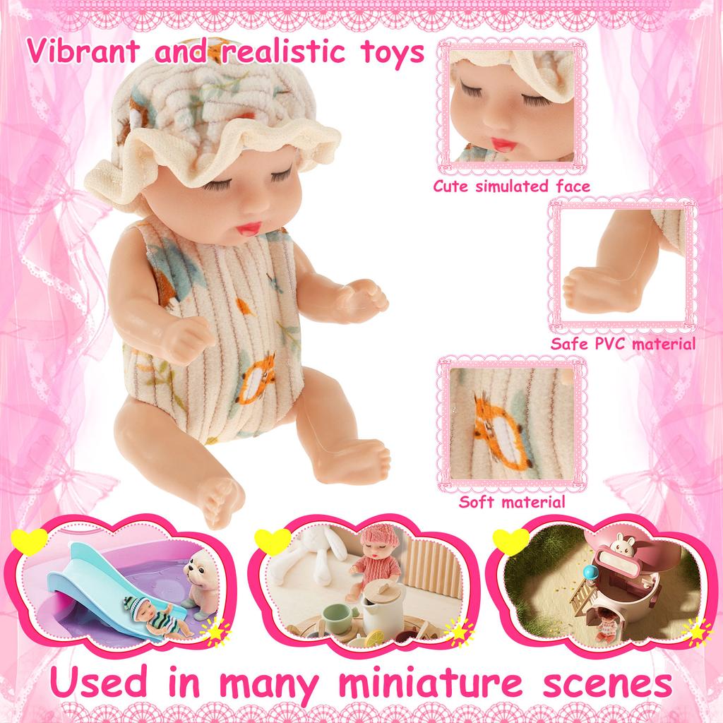 Набор из 6 мини-пупсов, реалистичные маленькие спящие куклы, игрушки с одеждой, ролевая игрушка, подарок для детей старше 3 лет