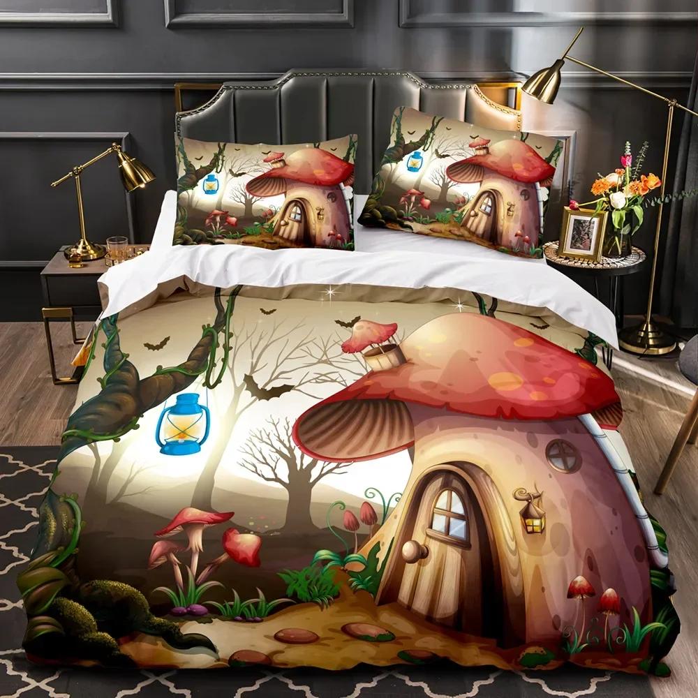 Fairy Forest Magic Lilliputian Comfortable Duvet Quilt Cover Pillowcase Bedding Set Children Bedroom Decoration Home Textile
