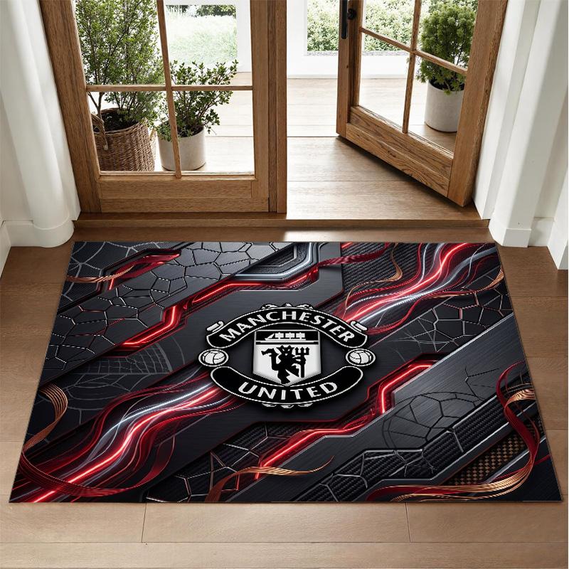 Manchester United Design Crystal Velvet Rug Soft Decorative Mat for Bedroom Entrance