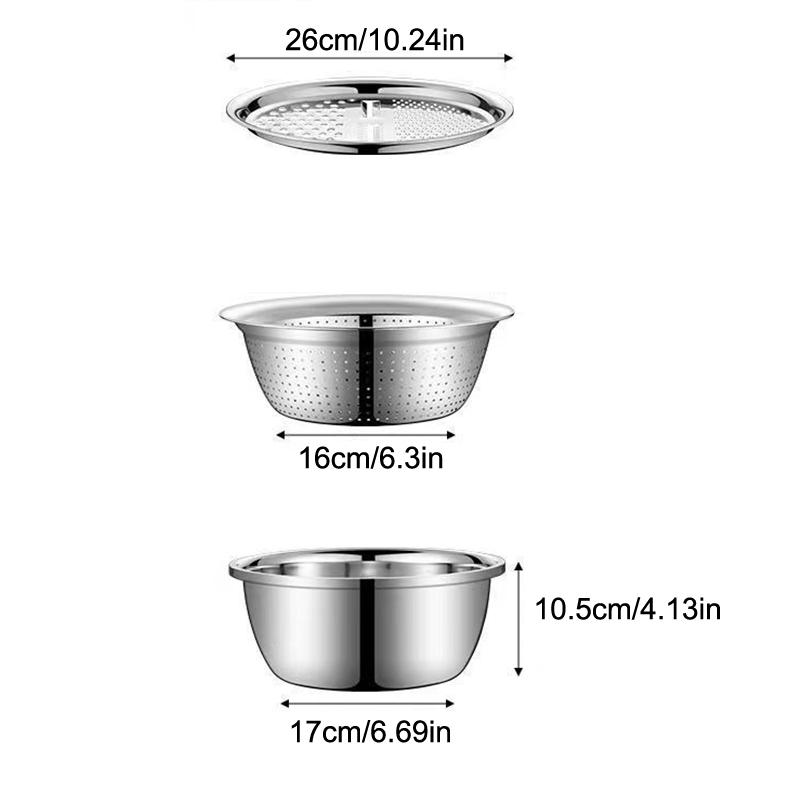 3 in 1 Multifunctional Stainless Steel Basin Kit with Grater, New 2026 Strainer Set Edition