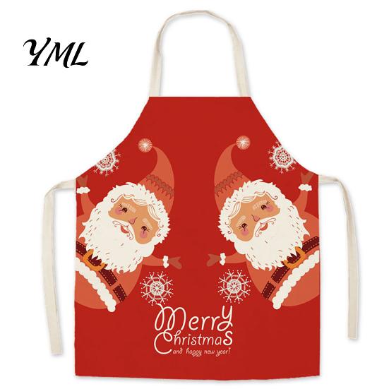 Festive Snowman Cooking Accessory Christmas Apron, Santa Claus/Elk/Gingerbread Man/Snowman Print Bib, Waterproof Non-woven Fabric Party Decoration