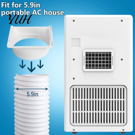 Heat Resistant Hose Connector 5.9 Inch Portable AC Exhaust Adapter Square to Universal Round Vent for Mobile Air Conditioner, Replacement Coupler