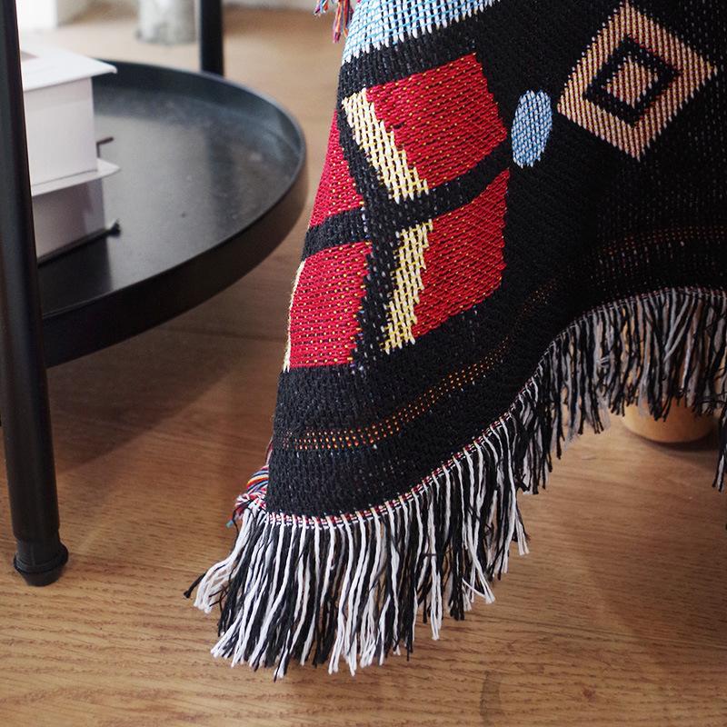 Kilim Sofa Throw, Geometric Line Blanket, Sofa Blanket, Multi-purpose, Bedroom