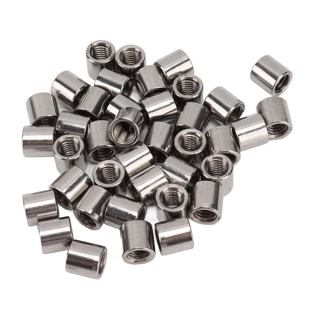 50Pcs Coupling Nut Round Rod Connector Female Thread 304 Stainless Steel M8x1.25 12 L12mm