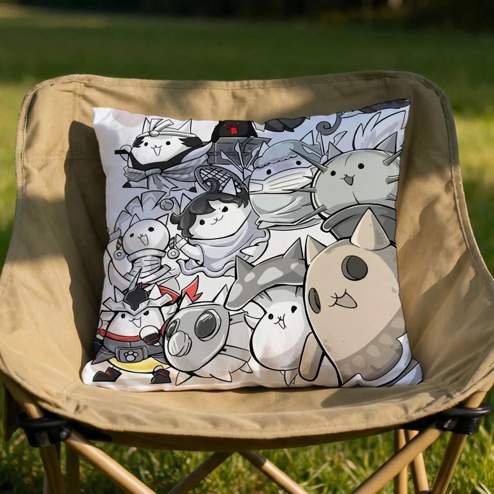 The BBattle Cats Cushion Cover Soft Reversible Durable Pillow Cover MultiScene Use for Home Car Daily Comfort
