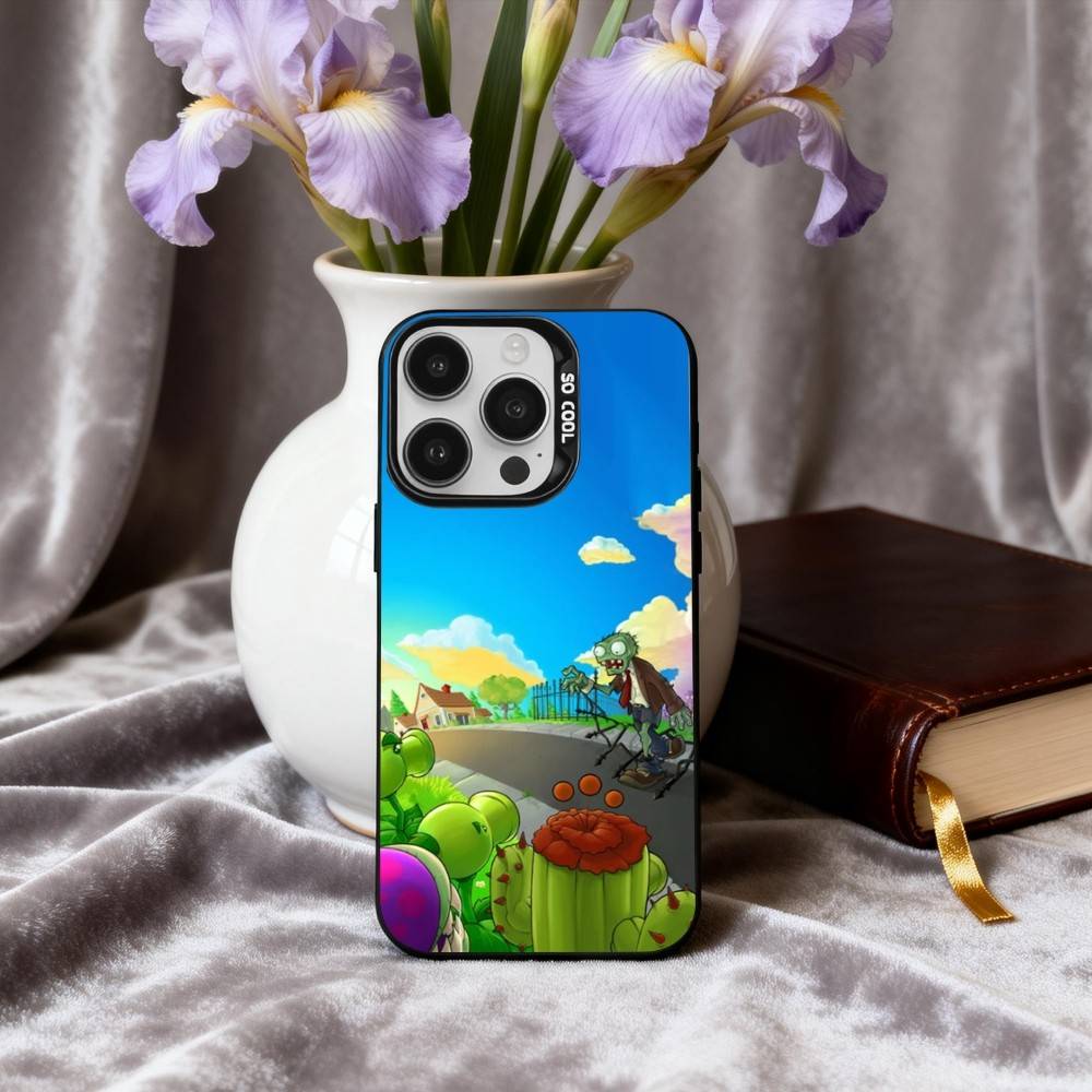 Чехол для телефона P-Plants-S VS Z-Zombies-S для iPhone 17, 16, 15, 14, 13, 12, 11 Plus, Pro Max Черный Конфетный серебристый чехол для телефона
