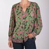 Theoxane Green Frieze Floral Blouse Woman