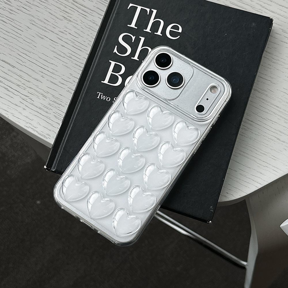 Милый 3D Чехол-Сердечко для iPhone 17 16 15 14 13 12 11 Pro XS Max XR X 8P Прозрачный Мягкий Силикон Ударопрочный Задний Чехол