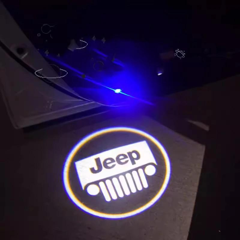 For Jeep HD Car Projector Door Light Welcome Lamps Accessories For Jeep Grand Cherokee Wrangler JK Gladiator Compass Renegade