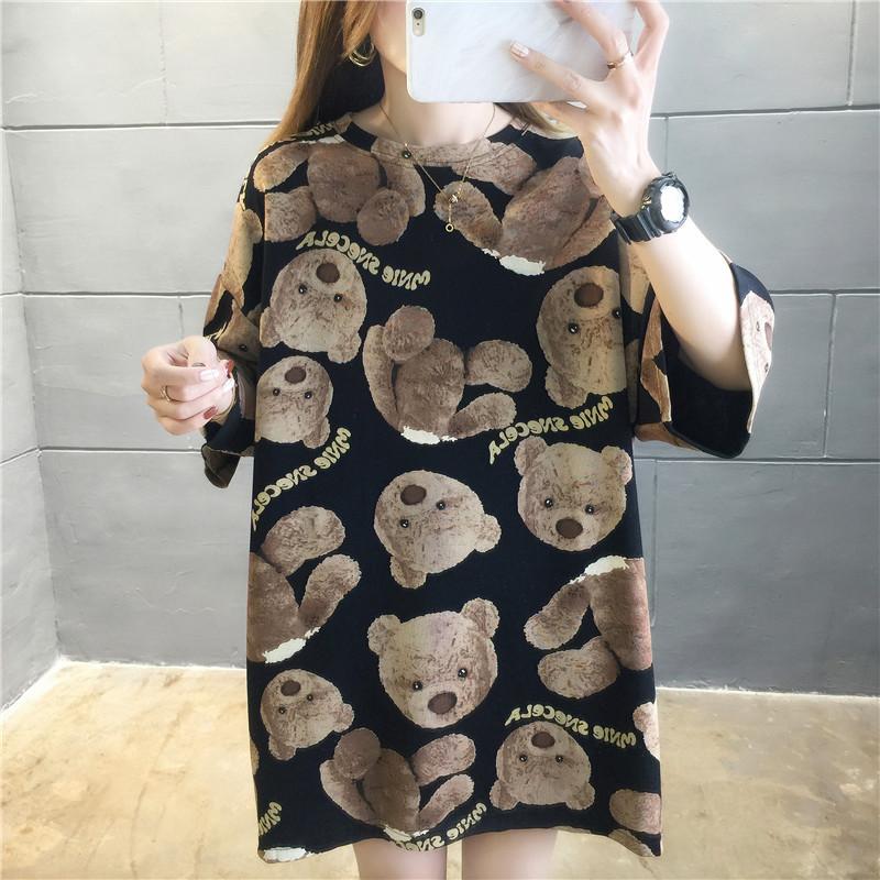 Летние женские забавные мультяшные футболки с принтом медведя, большие графические футболки, розовые топы y2k, модная футболка в стиле Харадзюку, уличная одежда унисекс