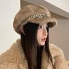 Versatile Imitation Mink Fur Chain Duck Tongue Beret Autumn and Winter Hat for Women Versatile Octagonal Hat Plus Velvet Thickened Warm Hat