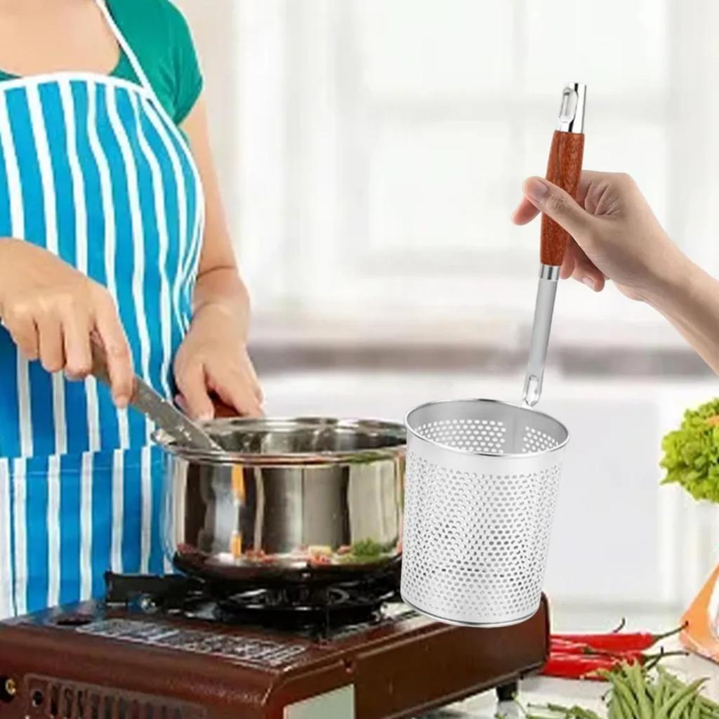 Ручное сито для муки, сетка-фильтр, совок-фильтр с деревянной ручкой