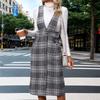 Женское однотонное повседневное платье со спинкой, осенне-зимнее платье с клетчатой спинкой